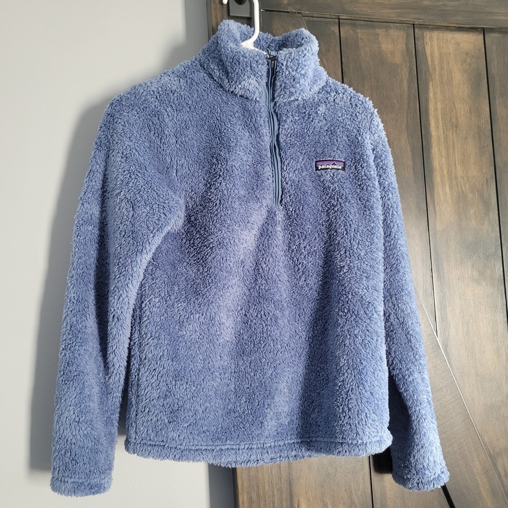Patagonia Womens Los Gatos Sherpa Fleece 1/4 Zip Pullover Jacket Size Small Blue